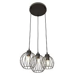 Sospensione Minimal Industrial Hathor 3 Luci Tonda Nera