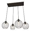 Sospensione Minimal Industrial Hathor 4 Luci Lineari Nera LA0056-EB-4-NR