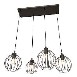 Sospensione Minimal Industrial Hathor 4 Luci Lineari Nera Sospensione Minimal Industrial Hathor 4 Luci Lineari Nera