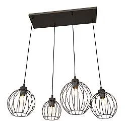 Sospensione Minimal Industrial Hathor 4 Luci Lineari Nera