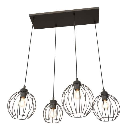 Sospensione Minimal Industrial Hathor 4 Luci Lineari Nera LA0056-EB-4-NR
