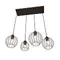 Sospensione Minimal Industrial Hathor 4 Luci Lineari Nera LA0056-EB-4-NR
