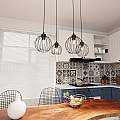 Sospensione Minimal Industrial Hathor 4 Luci Lineari Nera LA0056-EB-4-NR
