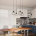 Sospensione Minimal Industrial Hathor 4 Luci Lineari Nera LA0056-EB-4-NR