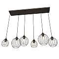 Sospensione Minimal Industrial Hathor 6 Luci Lineari Nera LA0056-EB-6-NR