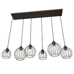 Sospensione Minimal Industrial Hathor 6 Luci Lineari Nera Sospensione Minimal Industrial Hathor 6 Luci Lineari Nera