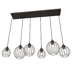 Sospensione Minimal Industrial Euryphaessa 6 Luci Lineari Nera