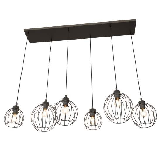 Sospensione Minimal Industrial Hathor 6 Luci Lineari Nera LA0056-EB-6-NR