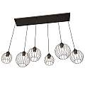 Sospensione Minimal Industrial Hathor 6 Luci Lineari Nera LA0056-EB-6-NR