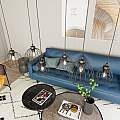 Sospensione Minimal Industrial Hathor 6 Luci Lineari Nera LA0056-EB-6-NR