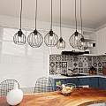 Sospensione Minimal Industrial Hathor 6 Luci Lineari Nera LA0056-EB-6-NR