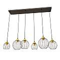 Sospensione Minimal Industrial Hathor 6 Luci Lineari Nera E Oro LA0056-EB-6-NR-OR
