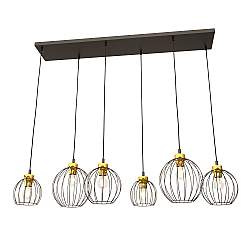 Sospensione Minimal Industrial Hathor 6 Luci Lineari Nera E Oro Sospensione Minimal Industrial Hathor 6 Luci Lineari Nera E Oro