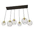 Sospensione Minimal Industrial Hathor 6 Luci Lineari Nera E Oro LA0056-EB-6-NR-OR