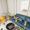 Sospensione Minimal Industrial Hathor 6 Luci Lineari Nera E Oro LA0056-EB-6-NR-OR