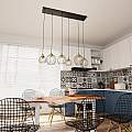 Sospensione Minimal Industrial Hathor 6 Luci Lineari Nera E Oro LA0056-EB-6-NR-OR