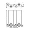 Sospensione Minimal Industrial Hathor 6 Luci Lineari Nera E Oro LA0056-EB-6-NR-OR