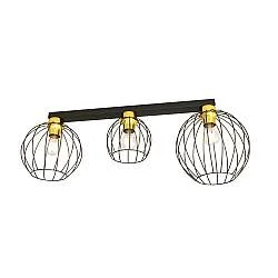 Plafoniera Minimal Industrial Geb 3 Luci Lineari Nera E Oro
