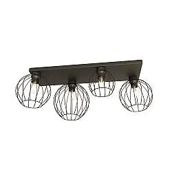 Plafoniera Minimal Industrial Geb 4 Luci Lineari Nera