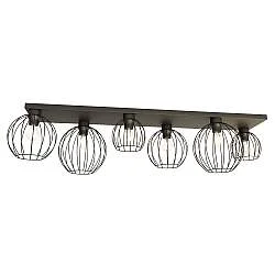 Plafoniera Minimal Industrial Geb 6 Luci Lineari Nera