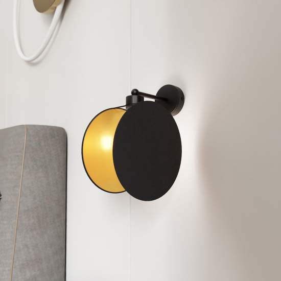 Applique 1 Luce Moderna Nut In Acciaio Nero E Oro LA0058-EB-1-NR-OR