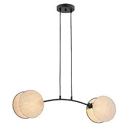 Lampada A Sospensione 2 Luci Moderna Orion In Acciaio Effetto Naturale