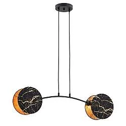 Lampada A Sospensione 2 Luci Moderna Orion In Acciaio Effetto Marmo Nero