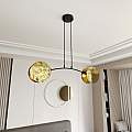 Lampada A Sospensione 2 Luci Moderna Nut In Acciaio Effetto Marmo Bianco LA0058-EB-2-OR