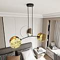 Lampada A Sospensione 2 Luci Moderna Nut In Acciaio Effetto Marmo Bianco LA0058-EB-2-OR