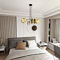 Lampada A Sospensione 4 Luci Moderna Nut In Acciaio Effetto Marmo Bianco LA0058-EB-4-OR