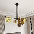 Lampada A Sospensione 4 Luci Moderna Nut In Acciaio Effetto Marmo Bianco LA0058-EB-4-OR