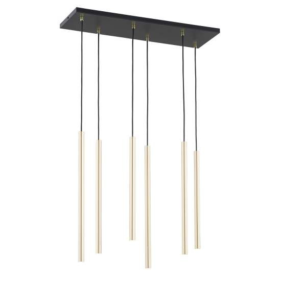 Sospensione Contemporanea In Acciaio 6 Luci Shu Nero E Oro LA0059-EB-6-NR-OR