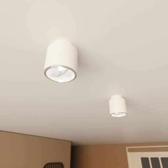 Plafoniera Moderna 1 Luce Faretto Ptah In Acciaio Bianco LA0061-EB-PL1-BI