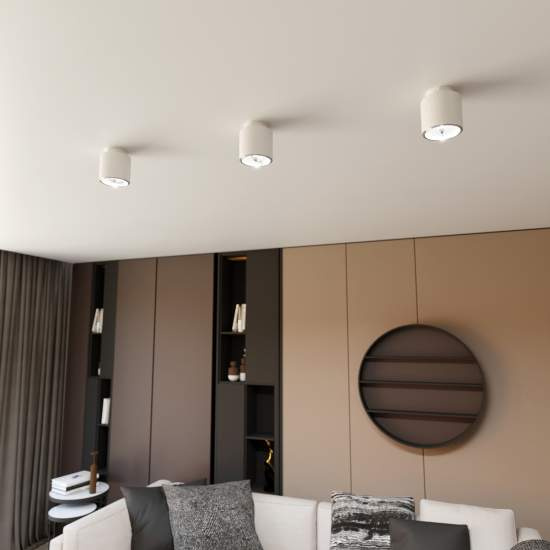 Plafoniera Moderna 1 Luce Faretto Ptah In Acciaio Bianco LA0061-EB-PL1-BI