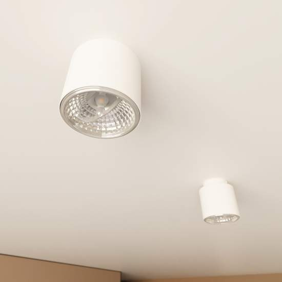 Plafoniera Moderna 1 Luce Faretto Ptah In Acciaio Bianco LA0061-EB-PL1-BI