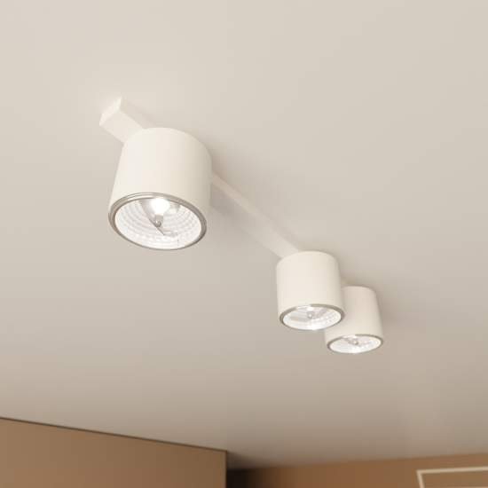 Plafoniera Moderna 3 Luci Faretti Ptah In Acciaio Bianco LA0061-EB-PL3-BI