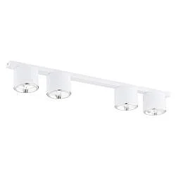 Plafoniera Moderna 4 Luci Faretti Ptah In Acciaio Bianco