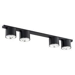 Plafoniera Moderna 4 Luci Faretti Ptah In Acciaio Nero