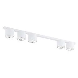 Plafoniera Moderna 5 Luci Faretti Ptah In Acciaio Bianco