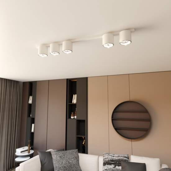 Plafoniera Moderna 5 Luci Faretti Ptah In Acciaio Bianco LA0061-EB-PL5-BI