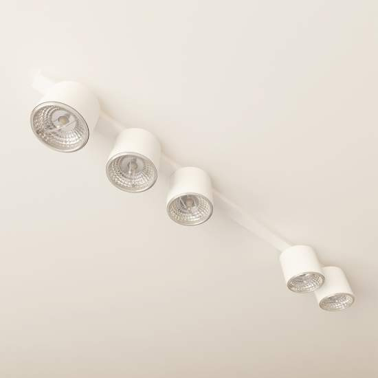 Plafoniera Moderna 5 Luci Faretti Ptah In Acciaio Bianco LA0061-EB-PL5-BI