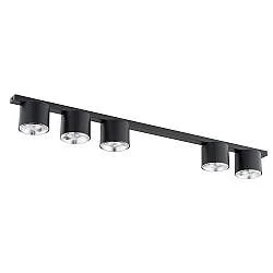 Plafoniera Moderna 5 Luci Faretti Ptah In Acciaio Nero