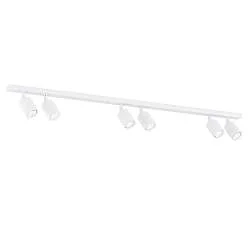 Plafoniera Moderna 6 Luci Faretti Khnum In Acciaio Bianco