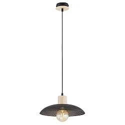 Sospensione Nordica Ramachandra 1 Luce In Legno E Acciaio Nero