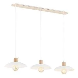 Sospensione Nordica Siri 3 Luci In Legno E Acciaio Bianco