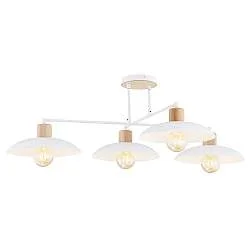 Lampada A Soffitto Minimal Ishtar Acciaio Bianco 4 Luci E27 Ip20