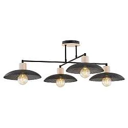 Lampada A Soffitto Minimal Ishtar Acciaio Nero 4 Luci E27 Ip20