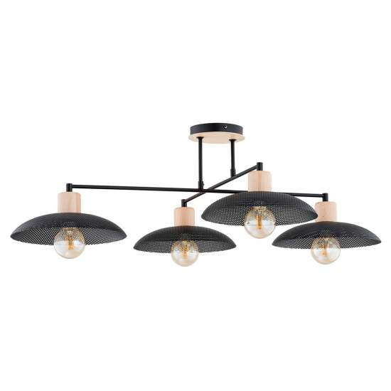 Lampadario Minimal Ishtar Acciaio Nero 4 Luci E27 Ip20 LA0066-EB-4-NR