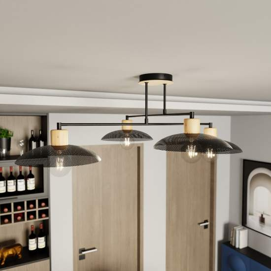 Lampadario Minimal Ishtar Acciaio Nero 4 Luci E27 Ip20 LA0066-EB-4-NR