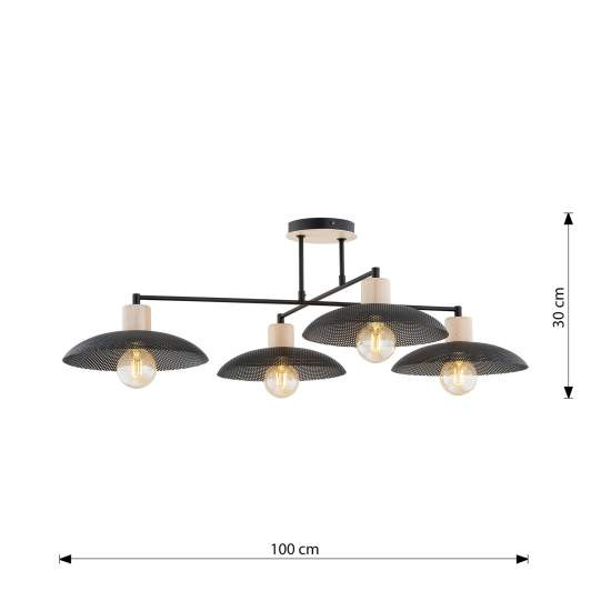 Lampadario Minimal Ishtar Acciaio Nero 4 Luci E27 Ip20 LA0066-EB-4-NR